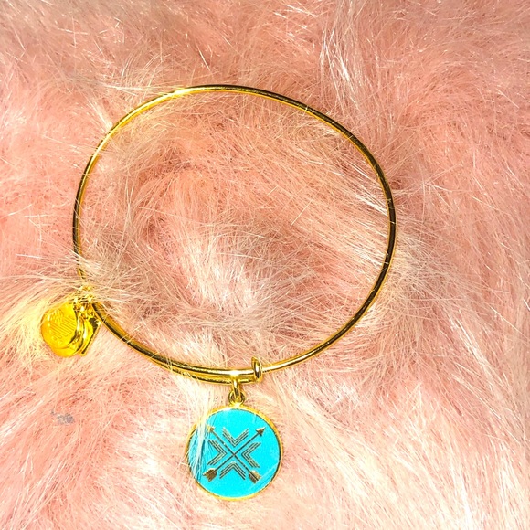 Alex and Ani Union Bond Direction Gold and Turquoise Bracelet - Picture 1 of 5